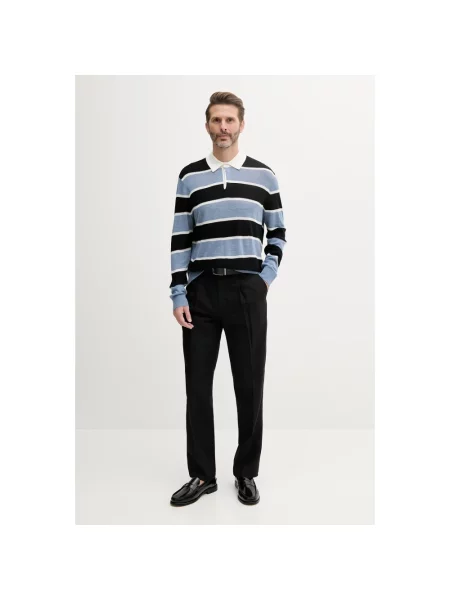 Armani Exchange sweter wełniany lekki niebieski