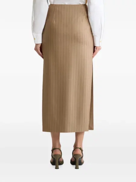 Fustă midi Etro de lână cu dungi maro