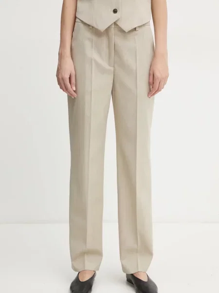 By Malene Birger pantaloni IGDA femei fason tigareta high waist bej