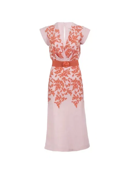 Rochie midi Silvia Tcherassi cu broderie până la genunchi de costum roz