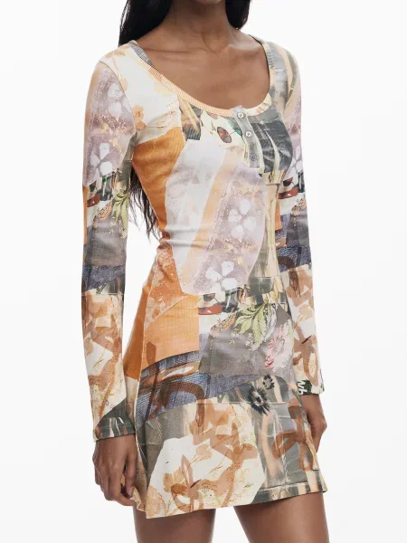 Kratek obleka mini obleka Desigual bež