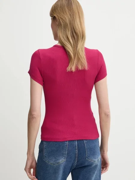 Tommy Jeans kratka majica z elastanom roza