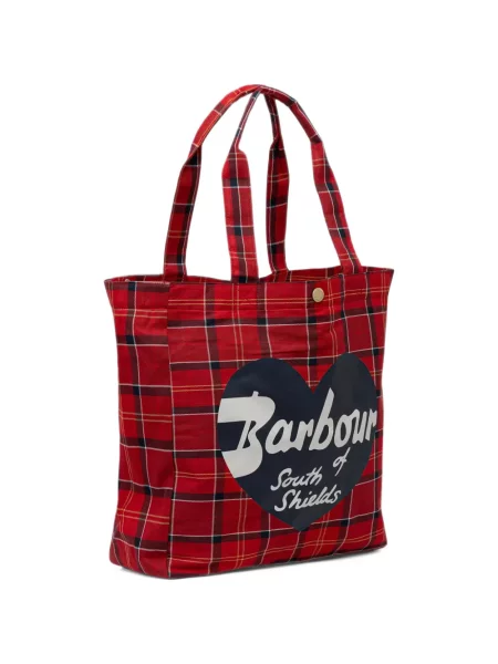 Шопинг чанта Barbour със сърца червено