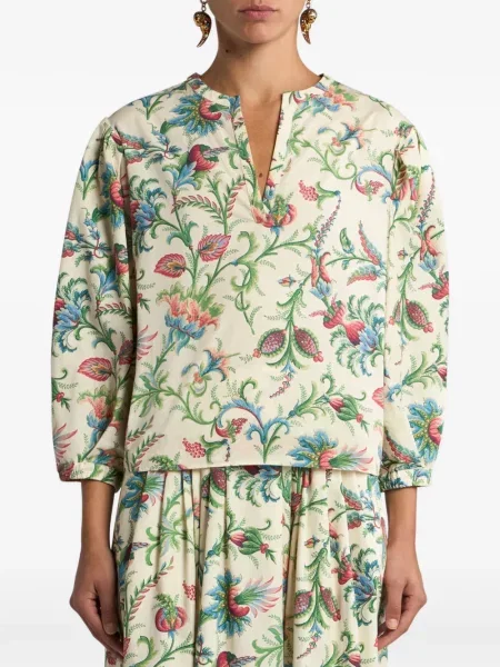Top Etro cu model floral cu decolteu în V