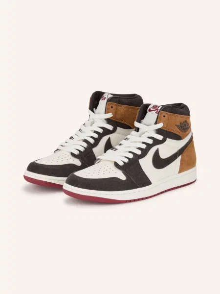 Jordan Kotníkové Tenisky Air Jordan 1 Retro High Og Love Letter tmavě hnědá / koňaková bílá