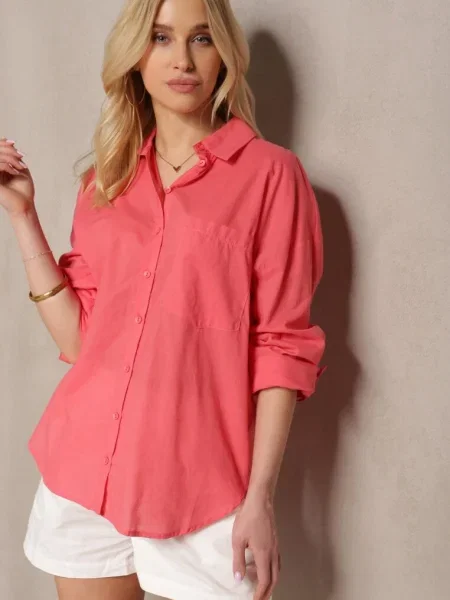 Cămașă din cu Mânecă Lungă și Efique roz