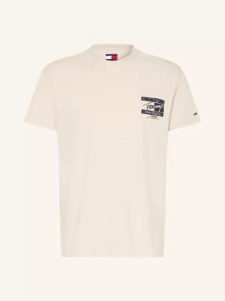 Koszulka Tommy Jeans z nadrukiem beżowa