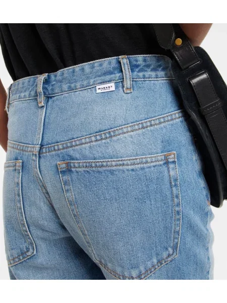 Pantaloni Marant Etoile cu talie înaltă albastru