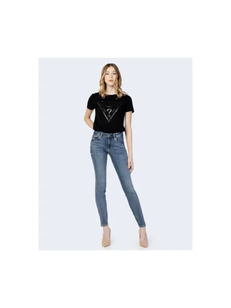 Skinny jeansy skinny Guess niebieskie