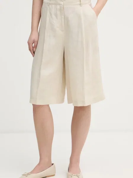 United Colors of Benetton pantaloni scurți pentru femei din in bej
