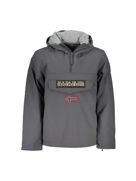 Kurtka przejściowa Napapijri z długim rękawem skórzana szara