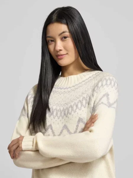 Sweter o kroju relaxed fit z imitacji dzianiny z czystej wełny Fynch-hatton biały