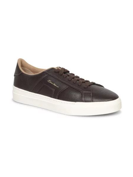 Sneakersy Santoni skórzane brązowe