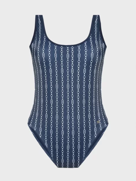 Суцільний купальник Tommy Hilfiger з принтом синій