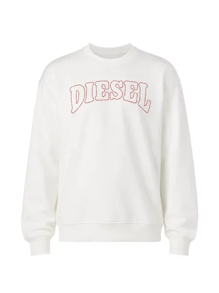 Hanorac crewneck Diesel cu broderie cu decolteu rotund alb