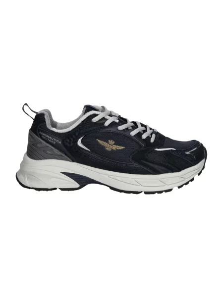 Sneakersy Aeronautica Militare skórzane niebieskie