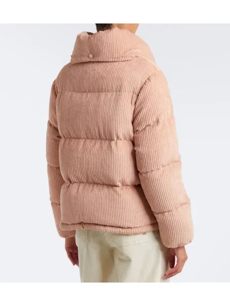 Geacă cu puf Moncler de catifea cord roz