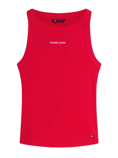 Tommy Jeans crop top dámsky s elastanom červená