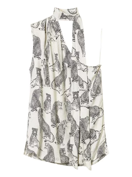 Bluză Twinset cu imagine cu un umăr gol alb