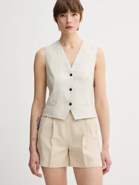 Marc O'Polo vestă de in un singur rand de bej