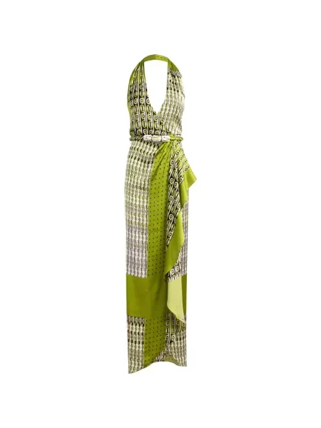 Rochie maxi Silvia Tcherassi cu imagine cu imprimeu abstract plic verde