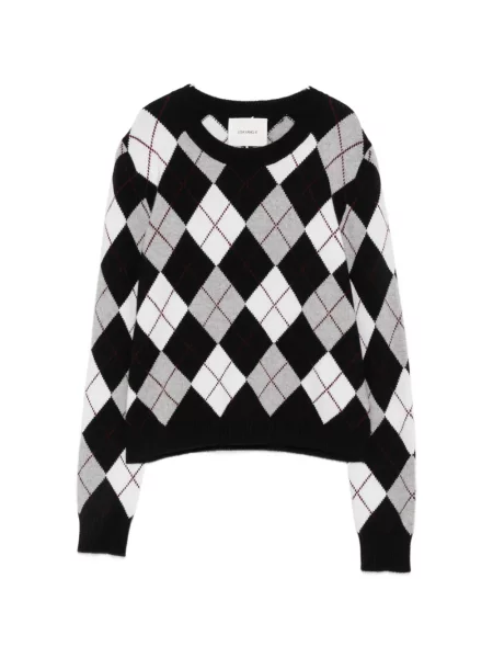 Pulover Lisa Yang cu model argyle negru