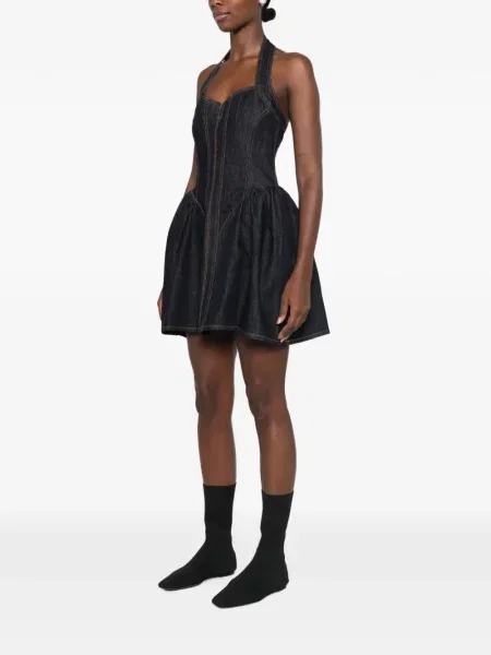 Rochie mini Self-portrait cu gât halter albastru