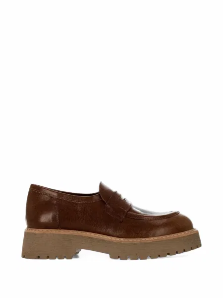 Pantofi loafer Patrizia Bonfanti din piele cu platformă maro