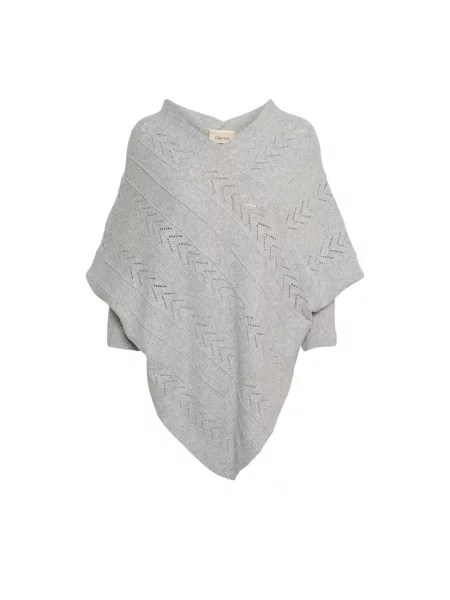 Dzianinowa kurtka Cream z dekoltem w serek w kolorze melanż szara