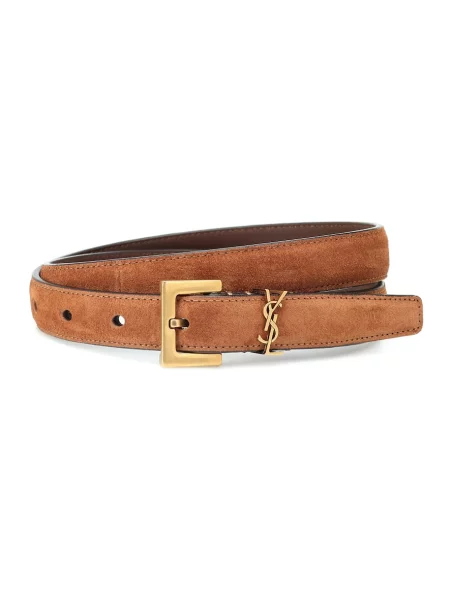Curea Saint Laurent din piele de căprioară maro