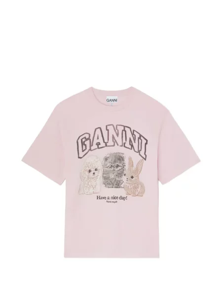 Tricou Ganni cu imagine roz