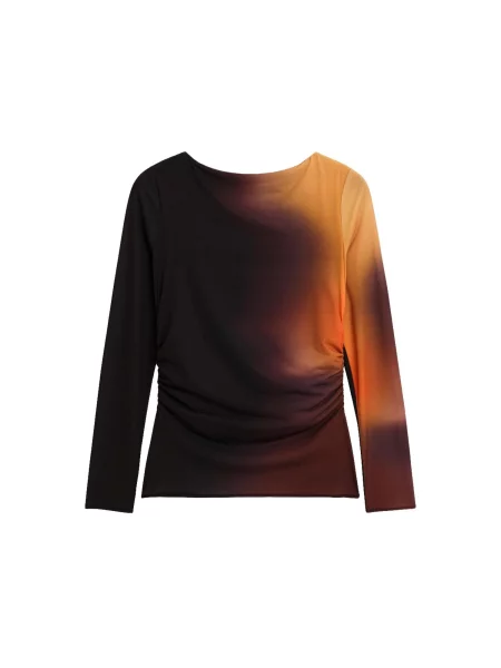 Desigual Tricou ciocolatiu / portocaliu negru