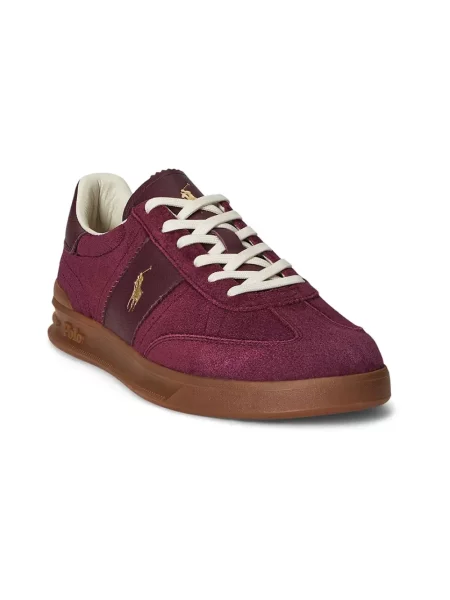 Sneakersy z naturalnej skóry welurowej Polo Ralph Lauren fioletowe