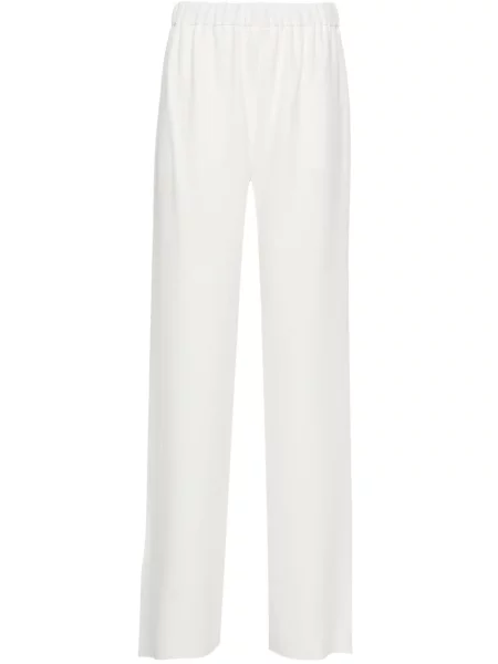 Pantaloni Valentino Garavani de mătase alb