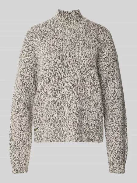 Sweter o kroju oversized z mieszanki wełny Lacoste beżowy