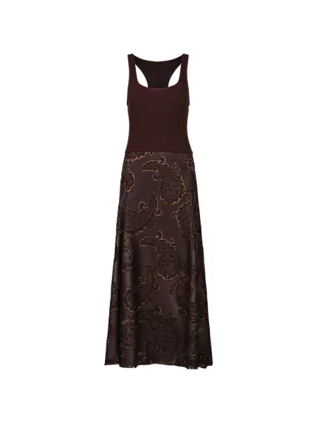 Rochie Johanna Ortiz cu model paisley din dantelă maro