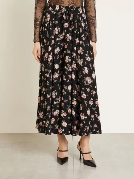 Dolce & Gabbana Jedwabna Spódnica schwarz czarna