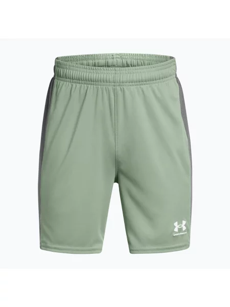 Детски футболни шорти Under Armour Challenger Knit silica green / castlerock / white бяло