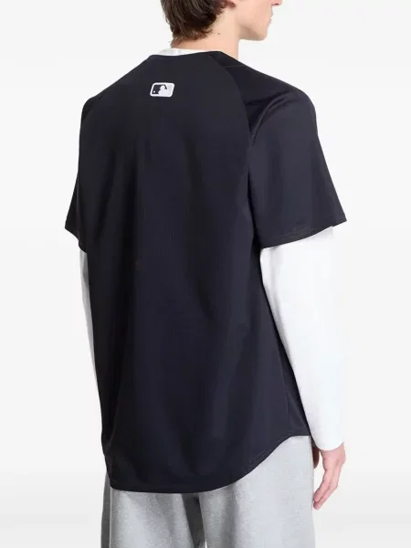 Kötött levágott póló Nike nyomtatás fekete