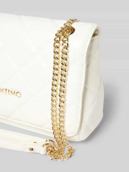 Lniana torebka crossbody Valentino Bags pikowana biała