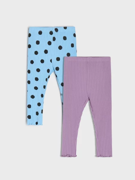 Sinsay Žebrované legíny s ozdobnými volány 2 pack fialová