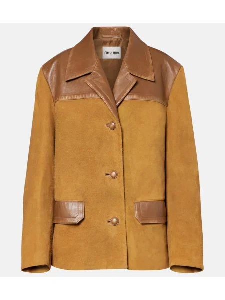 Usnjena jakna Miu Miu rjava