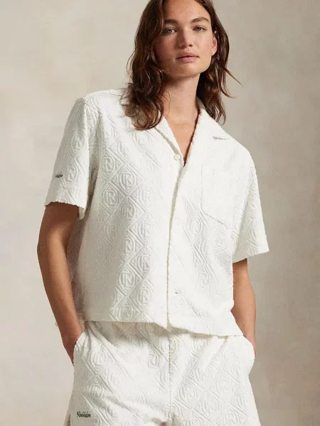 Риза Polo Ralph Lauren Wimbledon Collection дамска със свободна кройка с класическа яка бяло