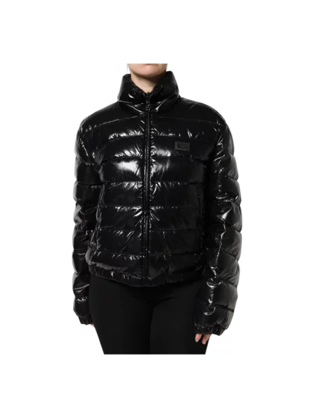 Kurtka puchowa Dolce And Gabbana z logo czarna