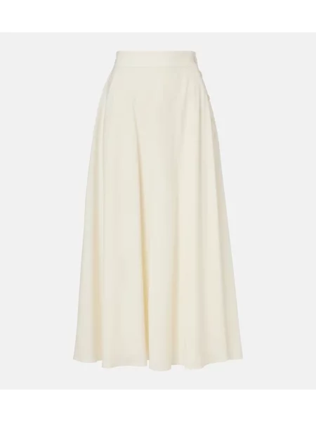 Fustă midi Ralph Lauren Collection de lână alb