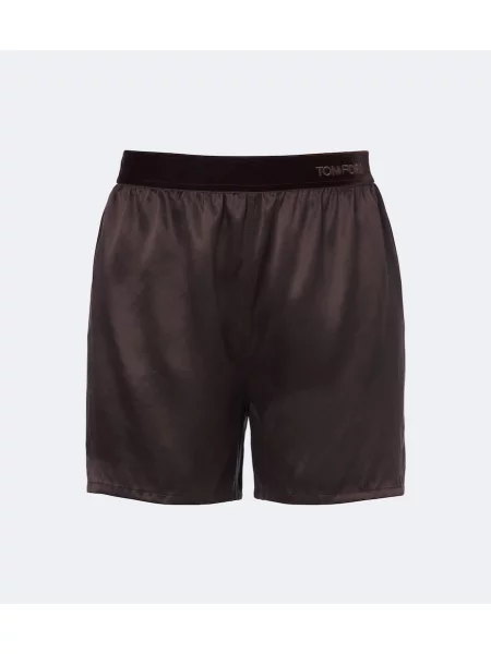 Pantaloni scurți Tom Ford de mătase maro