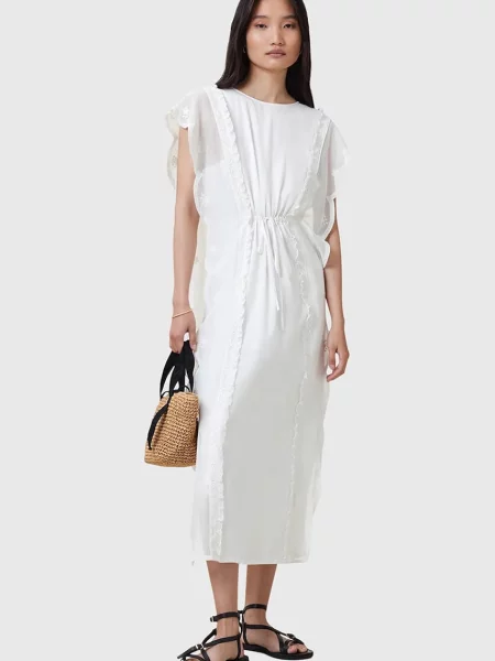 AllSaints sukienka OLA midi prosta biały