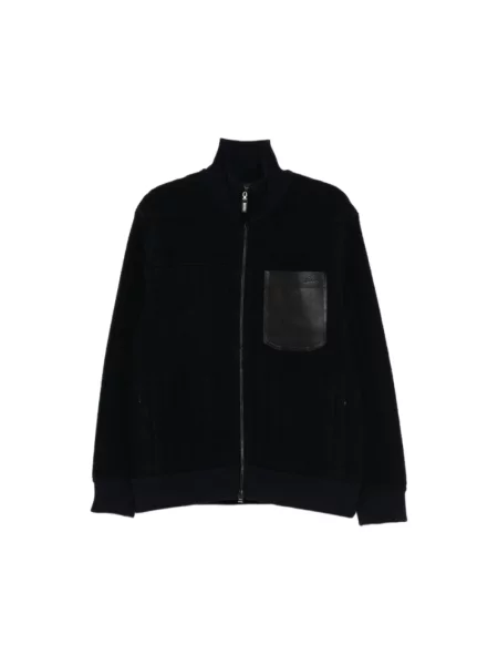 Sweter Brioni skórzany niebieski