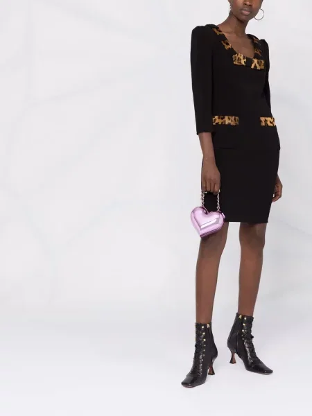 Rochie Moschino cu funde cu model leopard negru