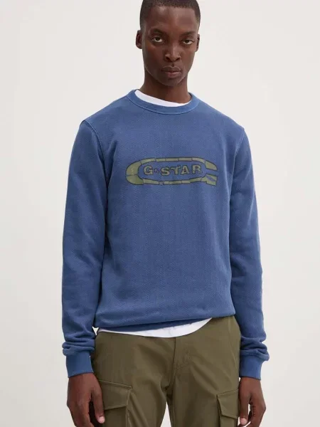 Суитчър G-star Raw с принт синьо